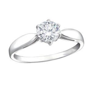 Sterling Silver Round Diamond Ring
